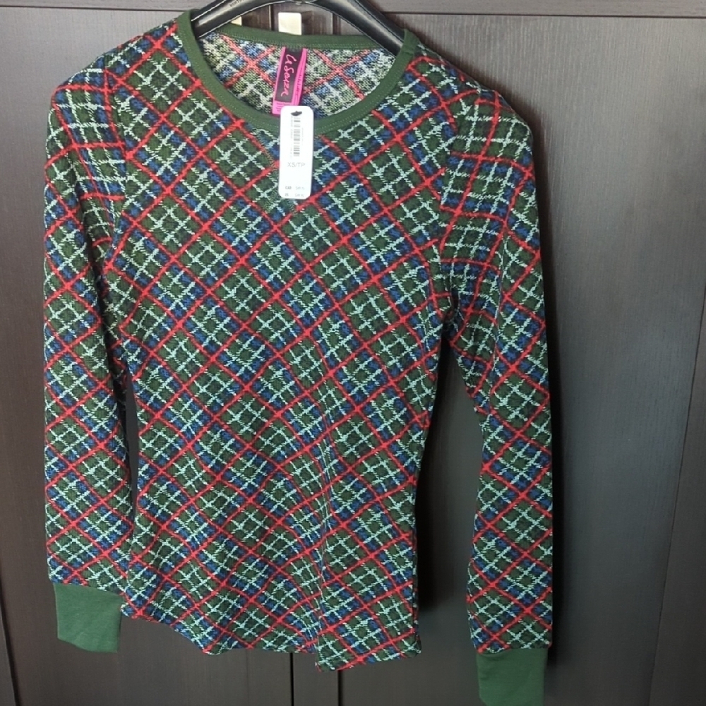 La SENZA Multicolor Plaid Holiday Pajamas Top - XS NWT